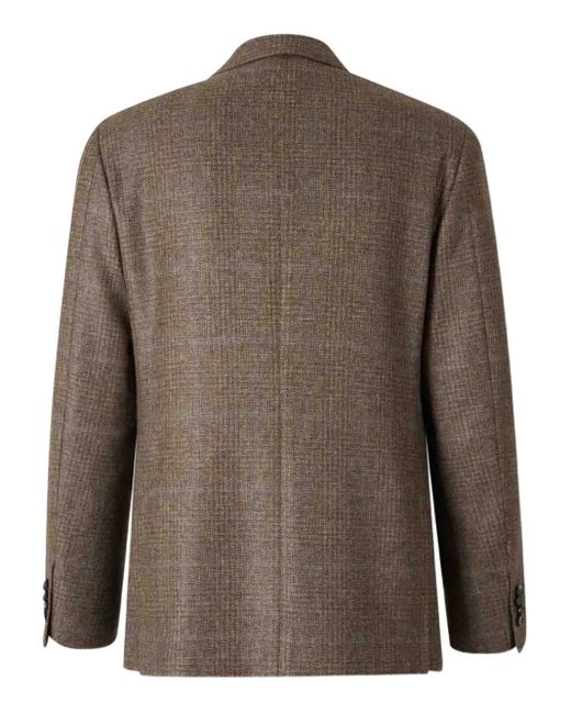Canali Brown Checked Single-Breasted Blazer for men