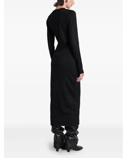 Entire studios Black Long-Sleeve Fitted Midi Dress