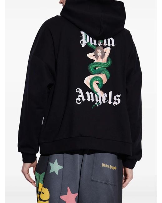 Palm Angels Blue Cotton Hoodie for men