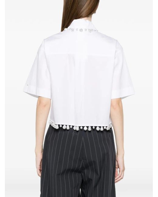Sportmax White Cotton Cropped Shirt