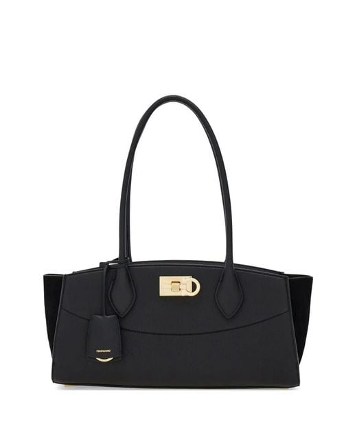 Ferragamo Black Studio Soft Bag (M)