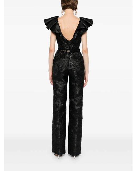 Saiid Kobeisy Black Brocade Jumpsuit