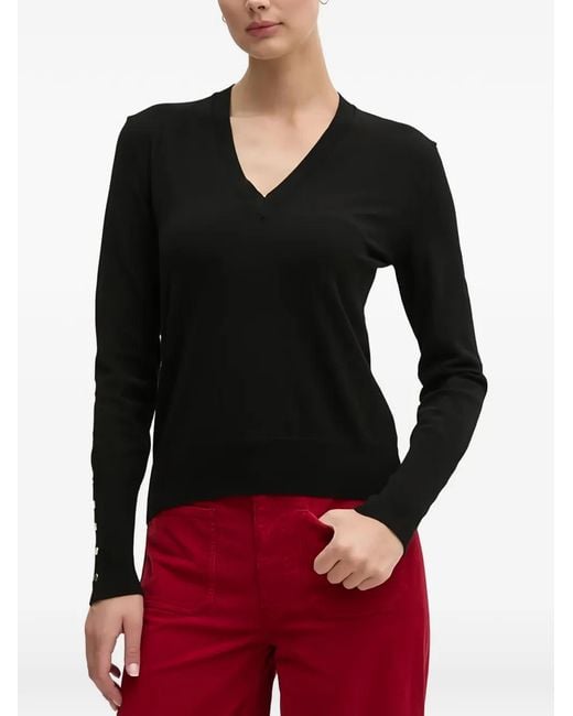 Benetton Black Button V-Neck Knitwear
