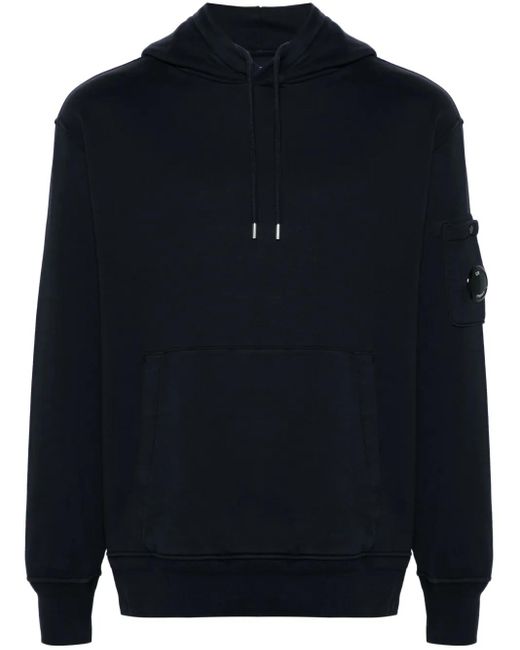 C P Company Blue Diagonal Fleece Cotton Hoodie for men