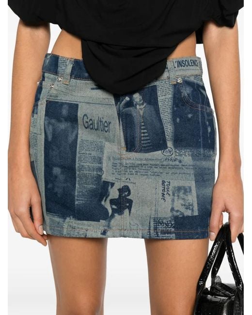 Jean Paul Gaultier Blue Belt-Loop Mini Skirt