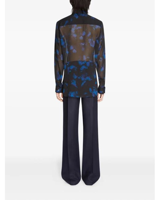 Dries Van Noten Blue Chowy Floral Shirt for men
