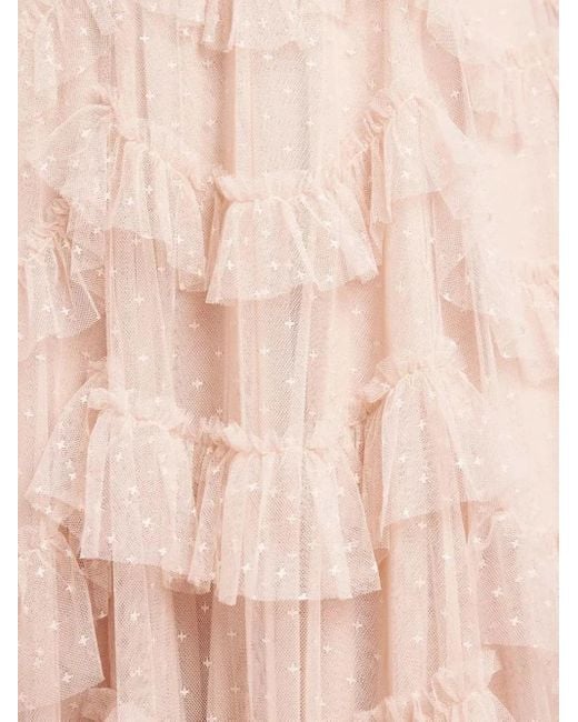 Needle & Thread Pink Aviana Ruffled V-Neck Midi Dress