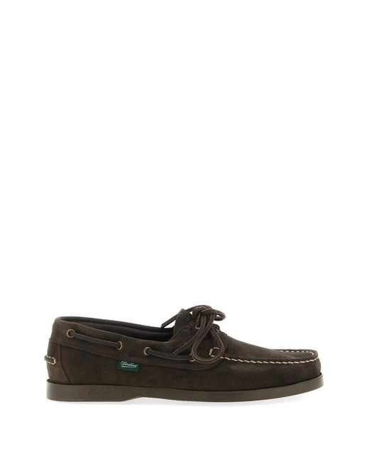 Paraboot White Suede Barth Boat Shoes for men