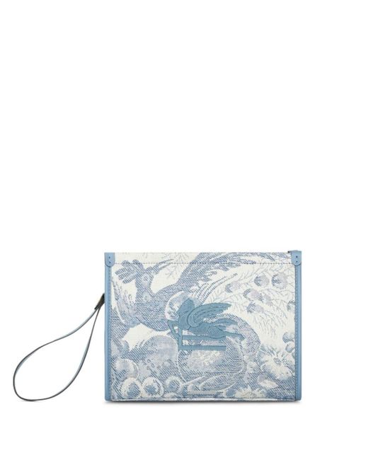 Etro Blue Medium Denim Jacquard Clutch Bag