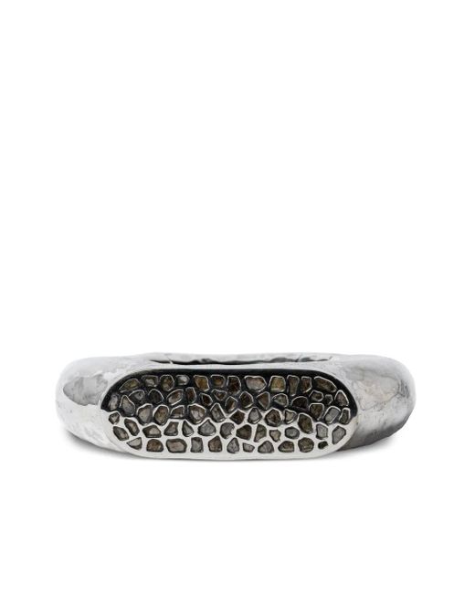 Parts Of 4 White Thick Roman Hammered Diamond Bracelet