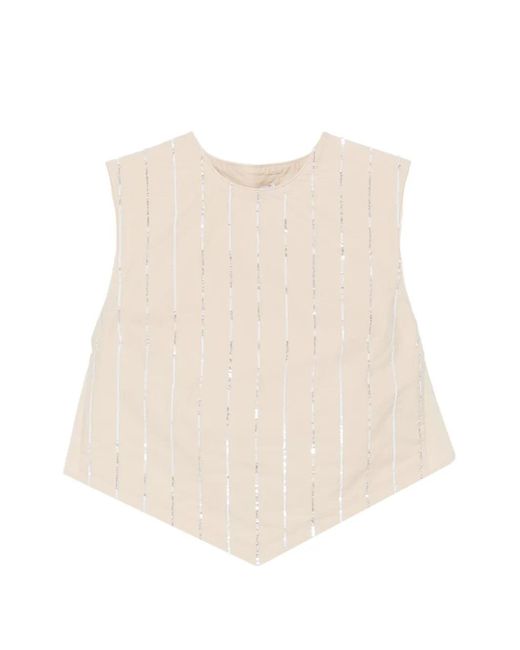 Isabelle Blanche Natural Sequin-Embellished Tie-Back Top