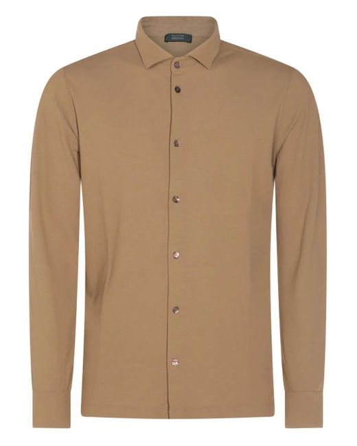 Camicia Con Bottoni di Zanone in Brown da Uomo