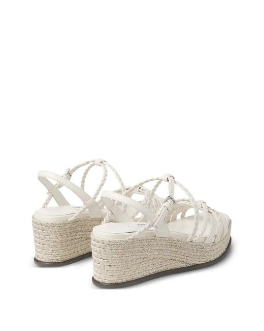 Jimmy Choo White Nyra 60 Braided Espadrille Sandals