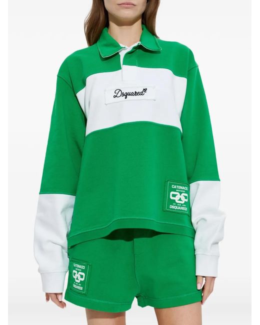 DSquared² Green Stripe Collared Sweater