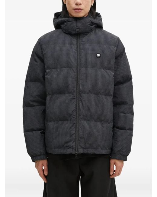 WOOD WOOD Gray Check-Pattern Hooded Jacket for men