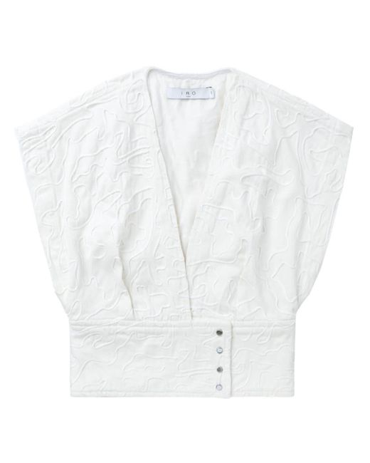 IRO White Zahair Embroidered Crop Top
