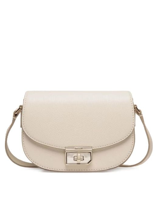 Bally Natural Embossed Leather Clasp Bag