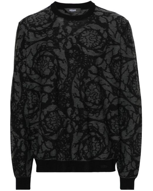 Maglione bicolore con intarsio di Versace in Black