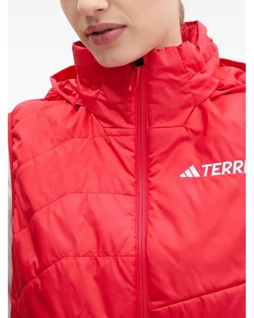 Chaleco acolchado con capucha Adidas de color Red
