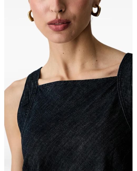 Benetton Black Square-Neck Denim Midi Dress