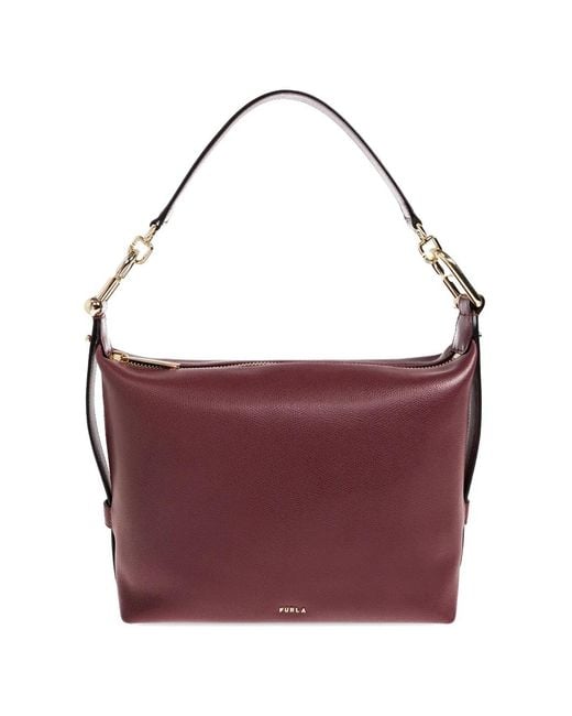 Furla Purple M Tonie Logo-Plaque Leather Tote Bag