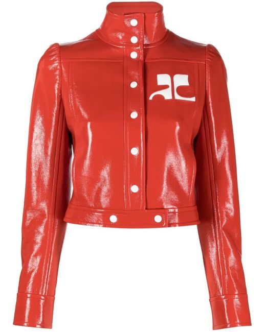 Courreges Red Cropped-Jacke Mit Logo-Print