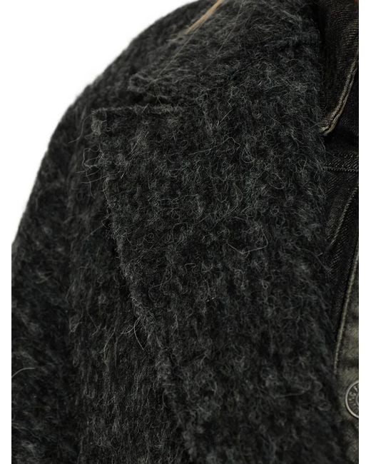 DIESEL Black Brushed-Effect Coat