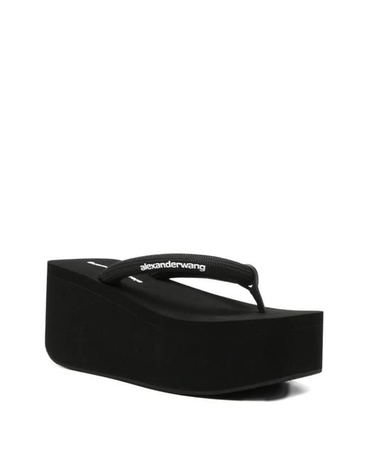 Alexander Wang Black Logo-Print Platform Sandals