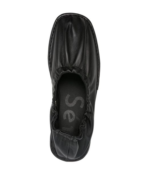 Séfr Black Lune Leather Slippers for men