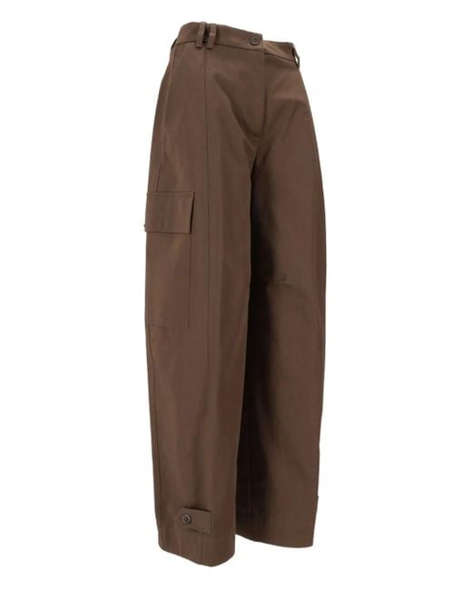 P.A.R.O.S.H. Brown Cargo Button Trousers
