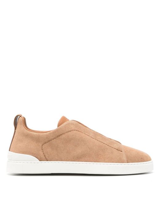 Zegna Pink Triple Stitch Canvas Sneakers for men
