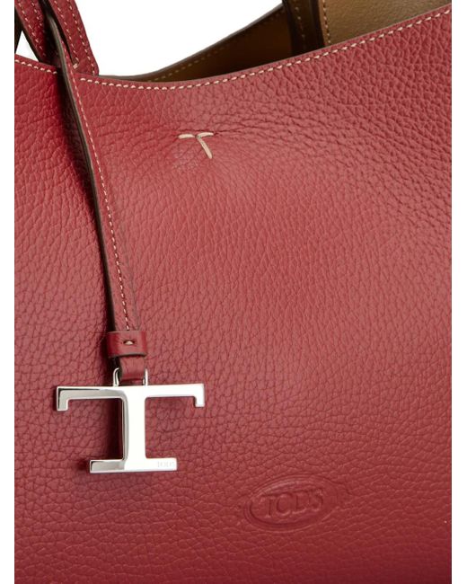 Tod's Red Leather Tote Bag