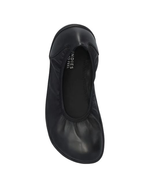 Groundies Black Elasticated-Trim Ballet Flats