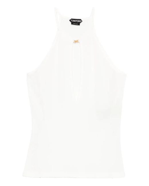 Tom Ford White Keyhole Top