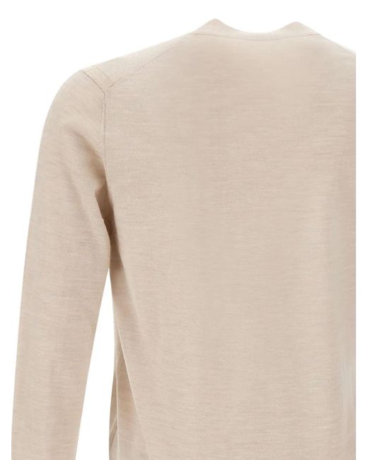 Paolo Pecora Trui Met Geribbelde Manchetten En Ronde Hals in het White voor heren