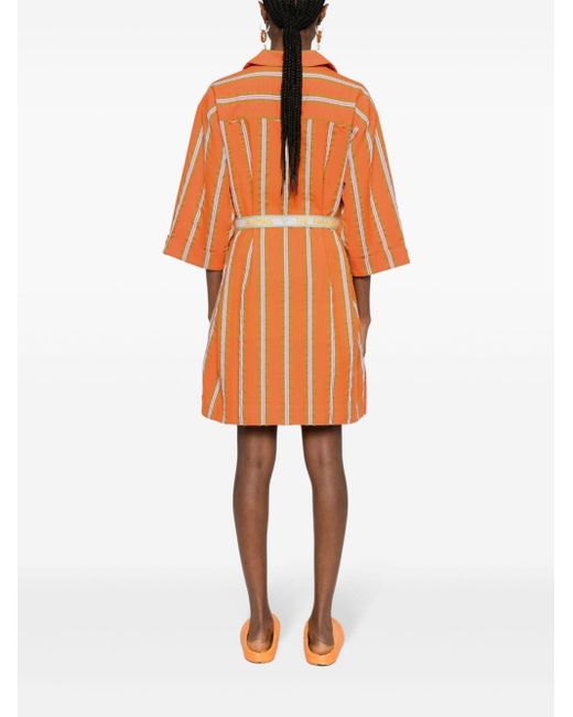 ALÉMAIS Orange Gina Stripe Mini Dress