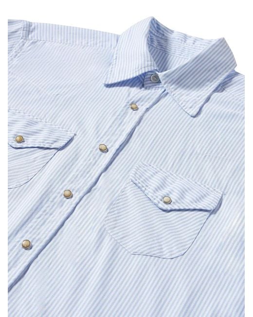 Fortela Blue Striped Patch-Pockets Shirt for men
