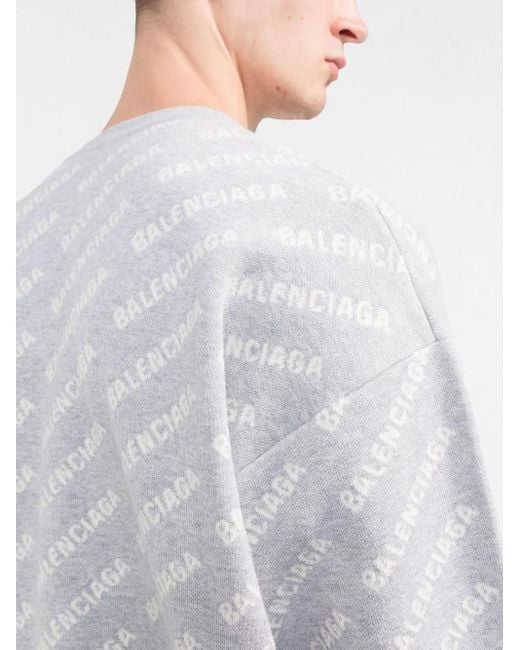 Balenciaga Intarsien-Pullover Mit Rundhalsausschnitt in White für Herren
