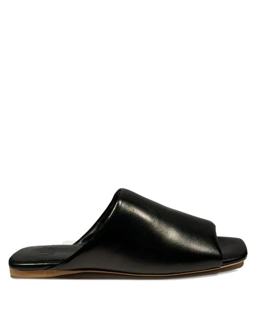 LA ROSE Black Nappa Sabot Sandals