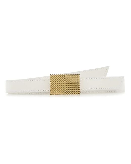 Lanvin White Punched Hole Adjustable Leather Belt