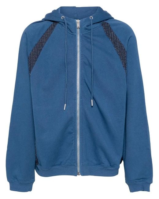 FIVE CM Blue Panelled Zip-Up Hoodie for men