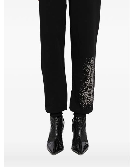 Karl Lagerfeld Black Logo Rhinestone-Embellished Sweatpants