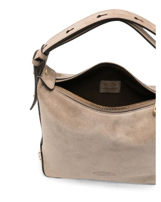 Tod's Gray Mini Studded-Embellished Tote Bag
