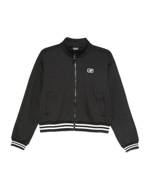 New Balance Black Zip-Up Striped-Cuff Jacket
