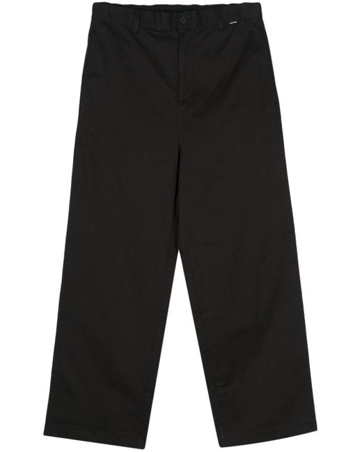 Calvin Klein Black Logo-tag Wide-leg Trousers for men