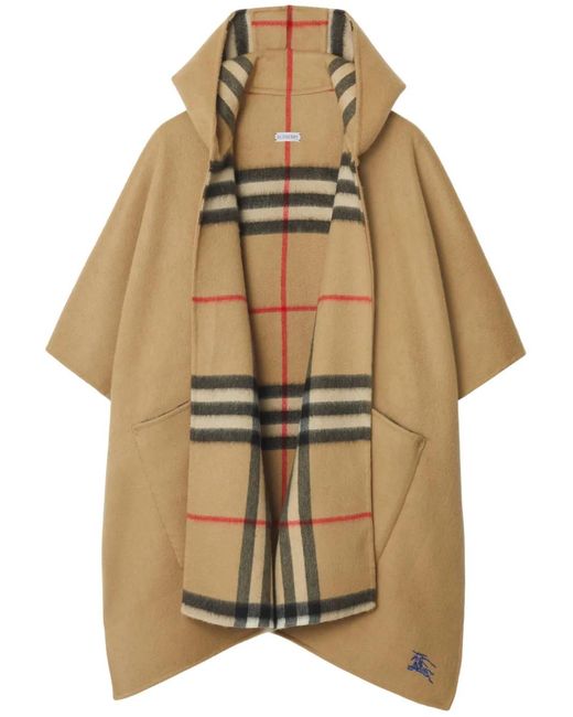 Burberry Natural Ekd-Embroidered Hooded Cashmere Cape