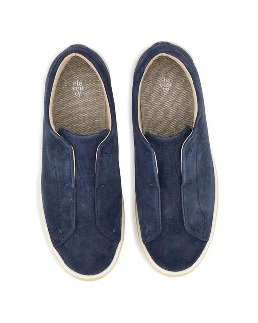 Eleventy Blue Suede Slip-On Trainers for men