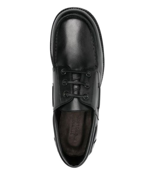 Studio Nicholson Black Guston Leather Lace-Up Boat Shoes for men
