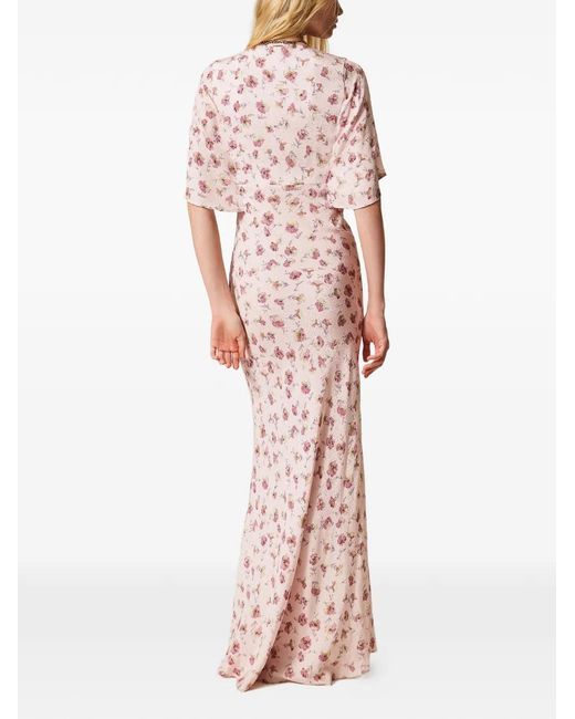 Twinset Pink Floral-Print Maxi Dress