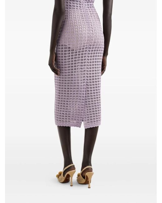 Robe En Maille Ajourée À Coupe Mi-Longue Dolce & Gabbana en coloris Purple